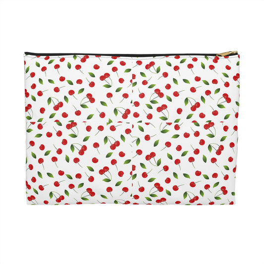 Cherry Blossom Accessory Pouch, Cute Toiletry Bag, Makeup Organizer, Gift for Her, Cherry Print Purse, Cherry Themed Essentials