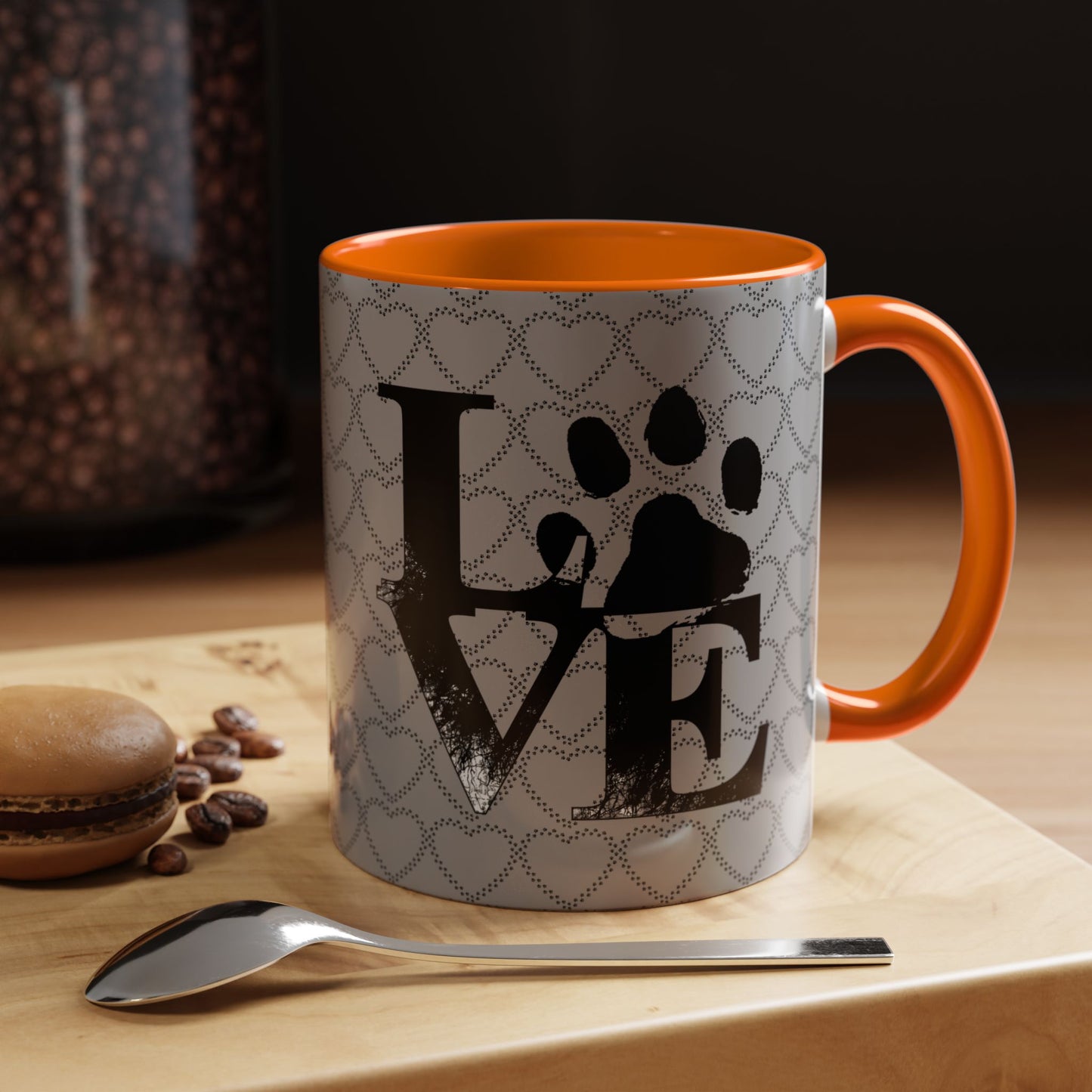 Chic Love Coffee Mug for Pet Lovers, Black Accent Mug, Valentine's Gift, Animal Lover Cup, Perfect for Hot Beverages