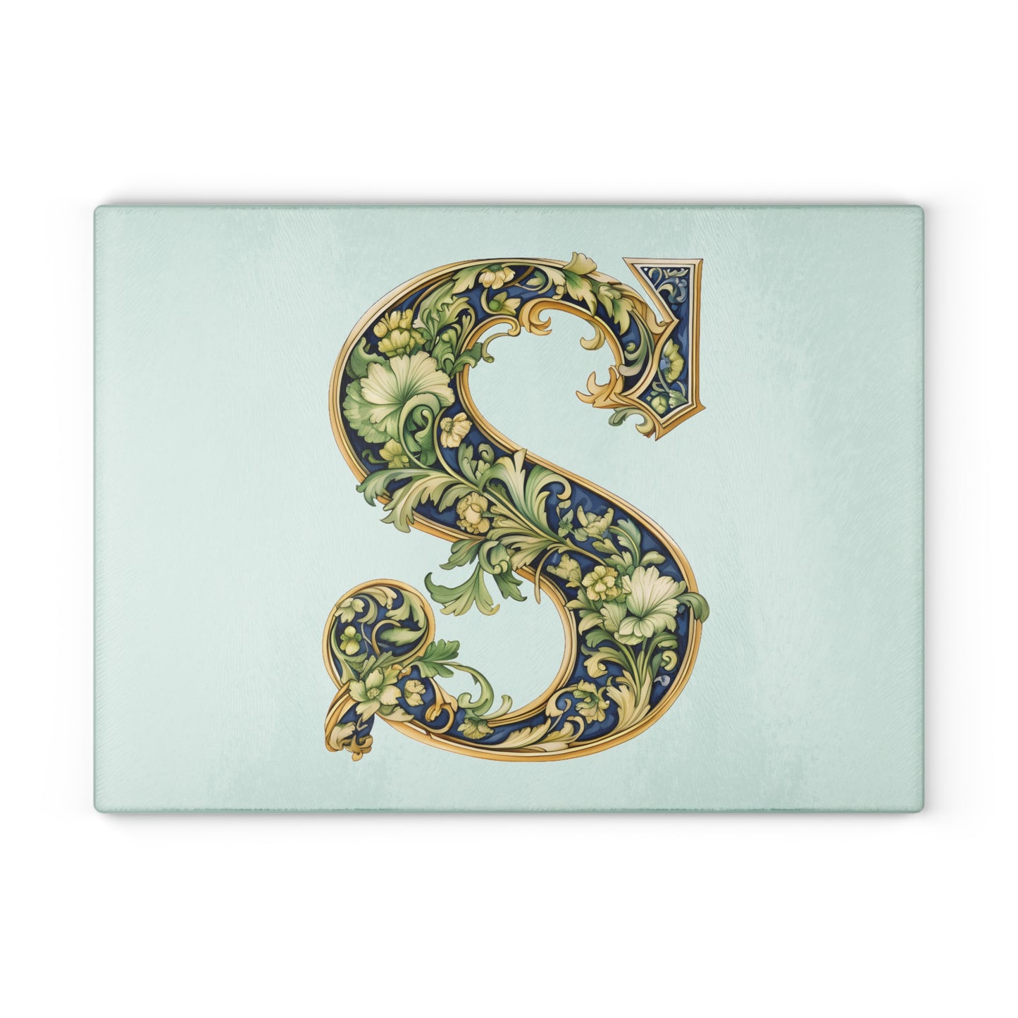 Monogram S Floral Glass Cutting Board – Decorative Initial S Kitchen Board