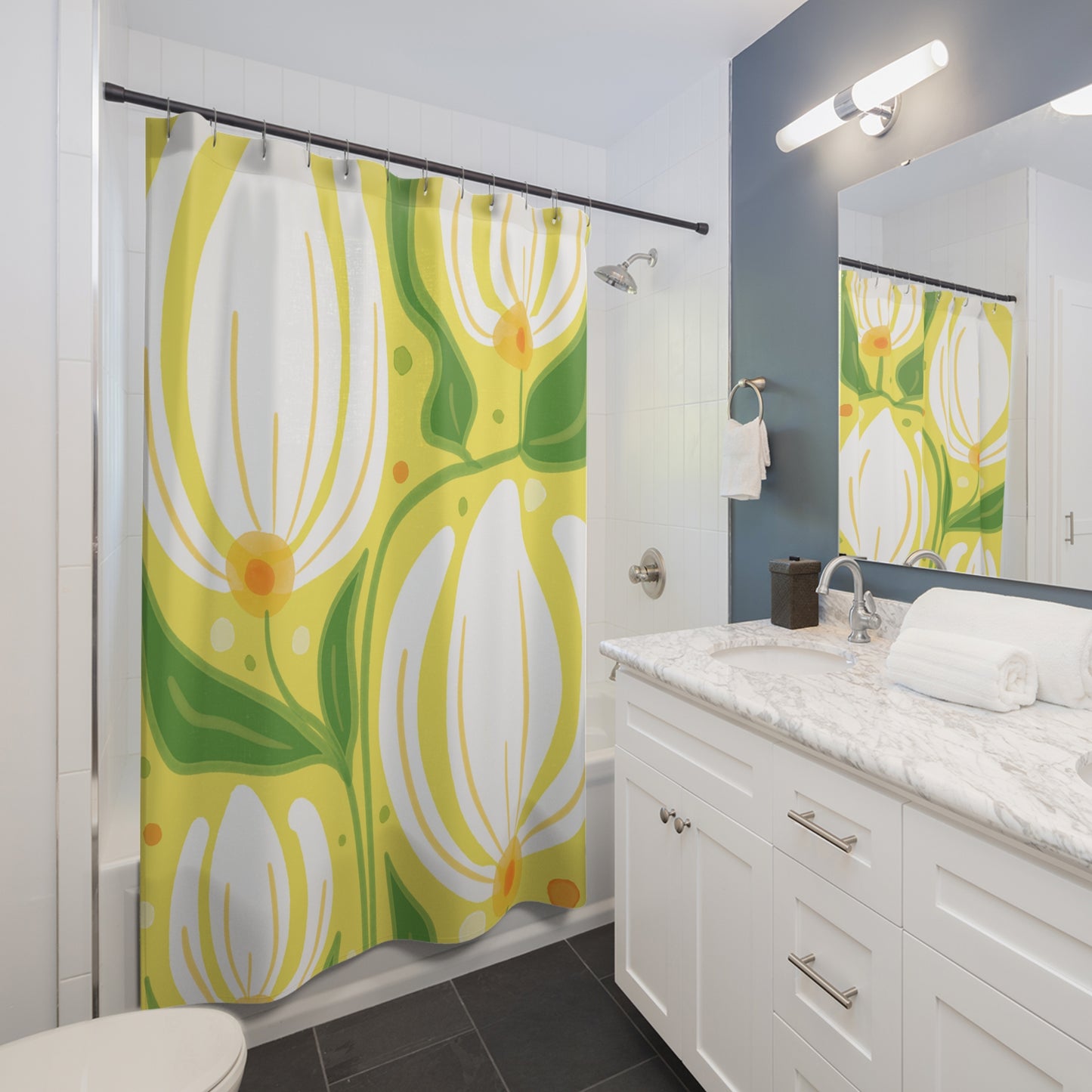 Bright Floral Shower Curtain, Boho Bathroom Decor, Vibrant Home Accessories, Spring-Inspired Shower Panel, Cheerful Gift Idea