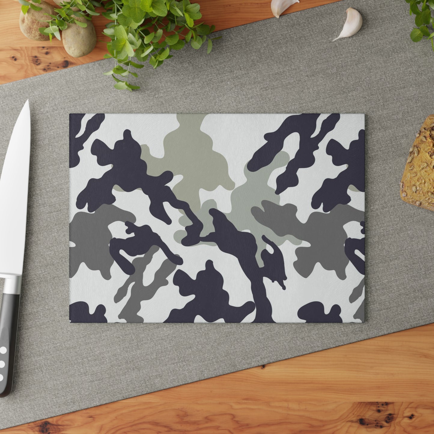 Camouflage Glass Cutting Board, Modern Kitchen Decor, Unique Gift, Cooking Accessory, Home Chef Must-Have