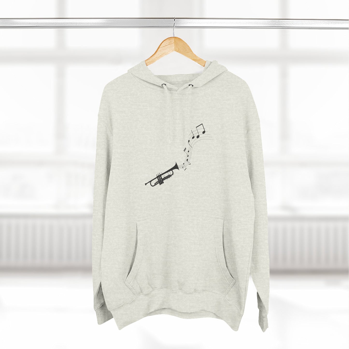 Trumpet Music Notes Hoodie — Minimalist Jazz Instrument Pullover