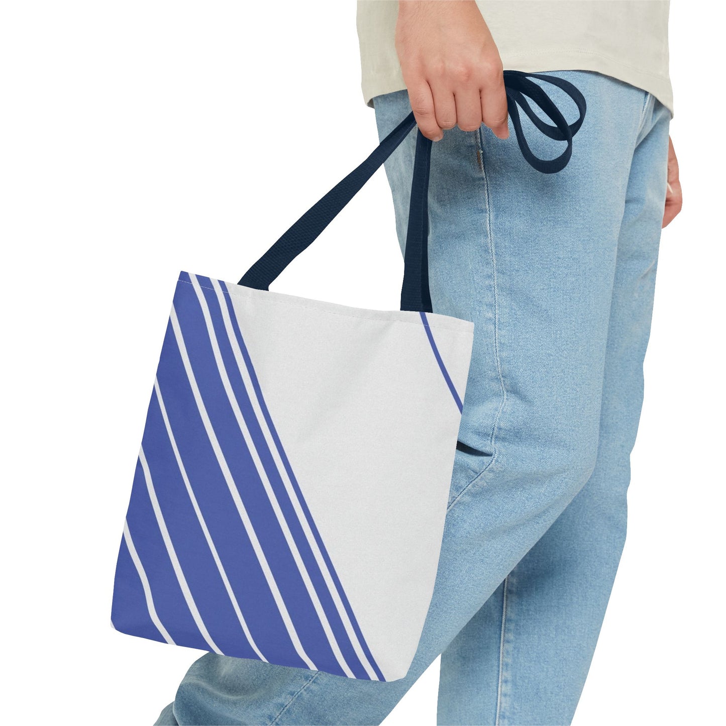 Chic Blue Striped Tote Bag, Stylish Reusable Shopping Bag, Beach Bag, Everyday Carry, Gift for Her