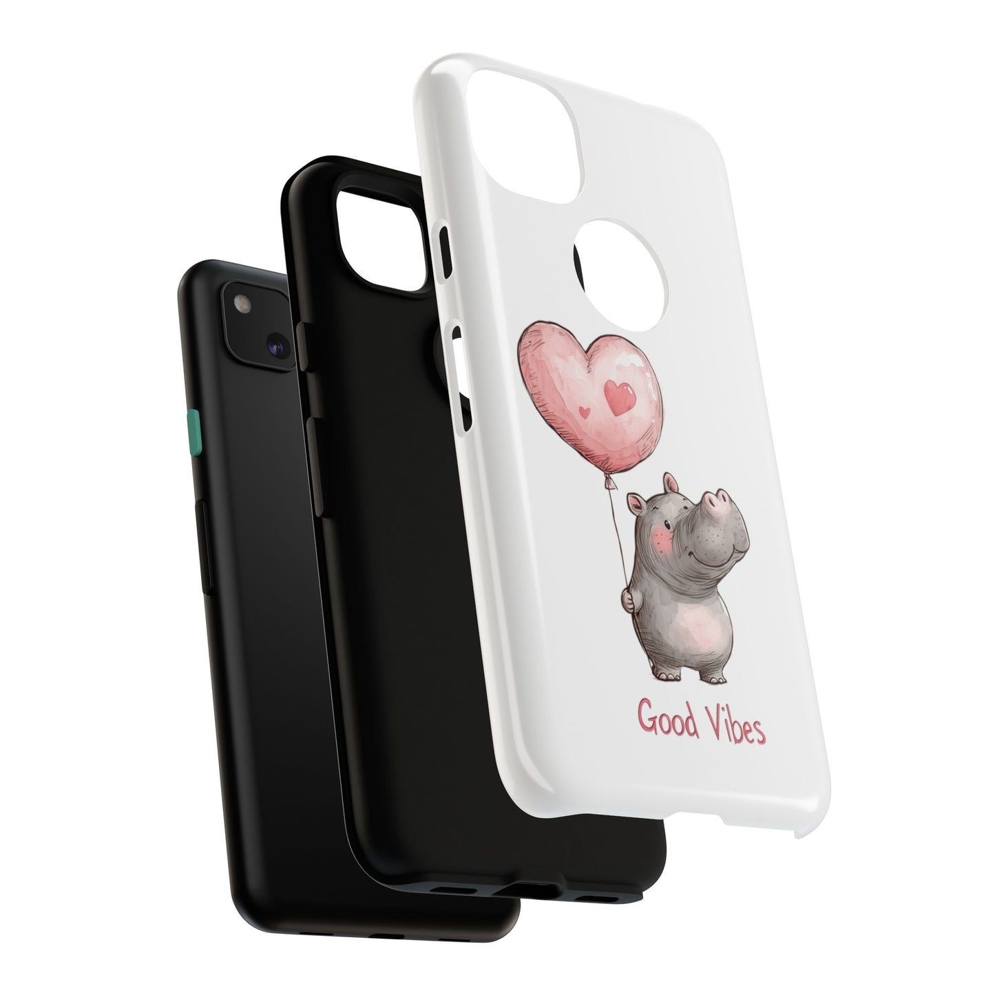 Cute Hippo Phone Case - Good Vibes Design, Animal Lover Gift, Fun Accessory, Birthday Present, Phone Accessories