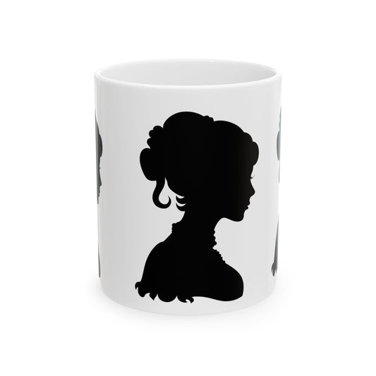Elegant Silhouette Ceramic Mug | Gift for Her, Vintage Style Coffee Cup, Home Decor, Unique Tea Mug, Art Lover's Present