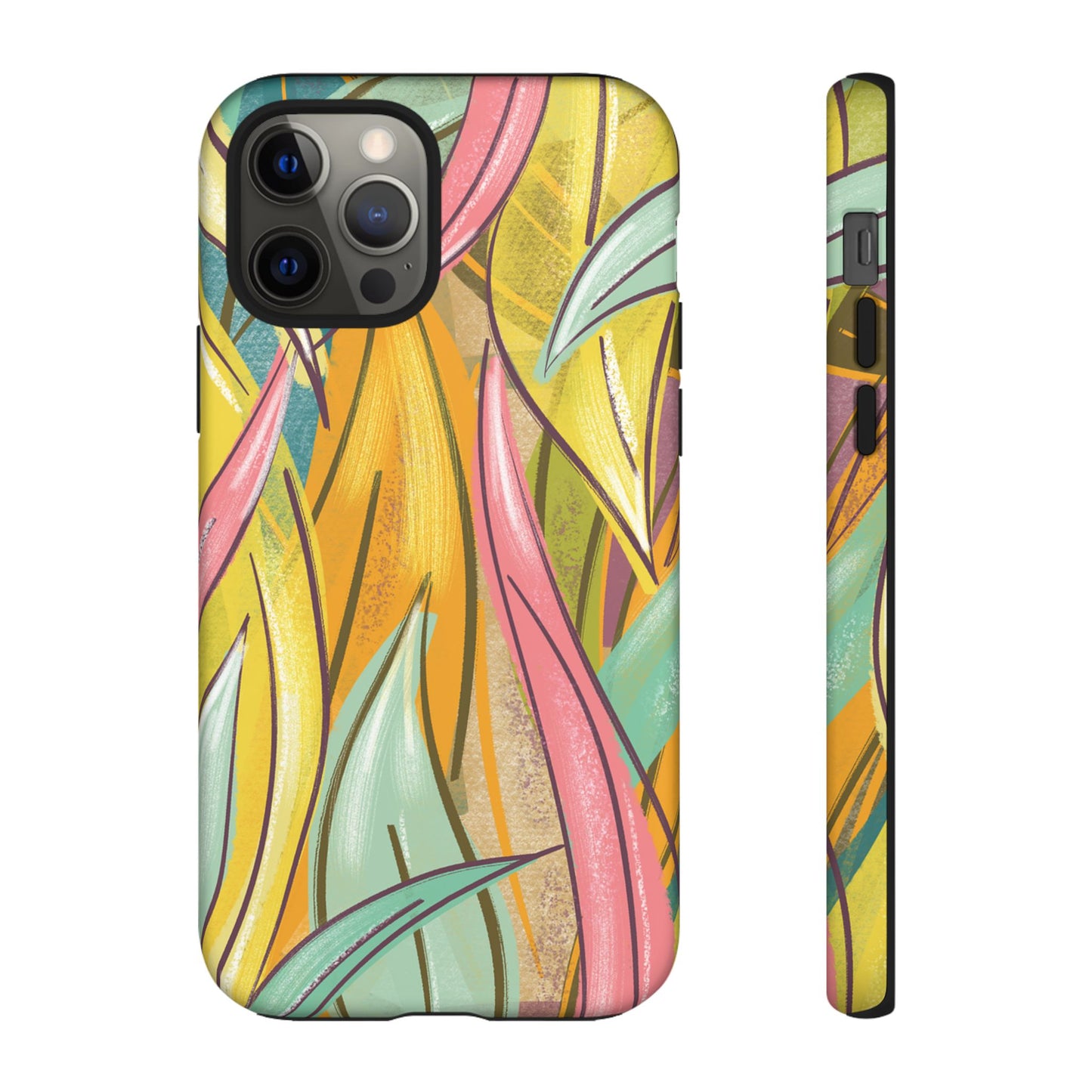 Vibrant Phone Case with Colorful Leaf Design, Tough Cases for Nature Lovers, Eco-Friendly Gift, Summer Vibes, Floral Phone Cover