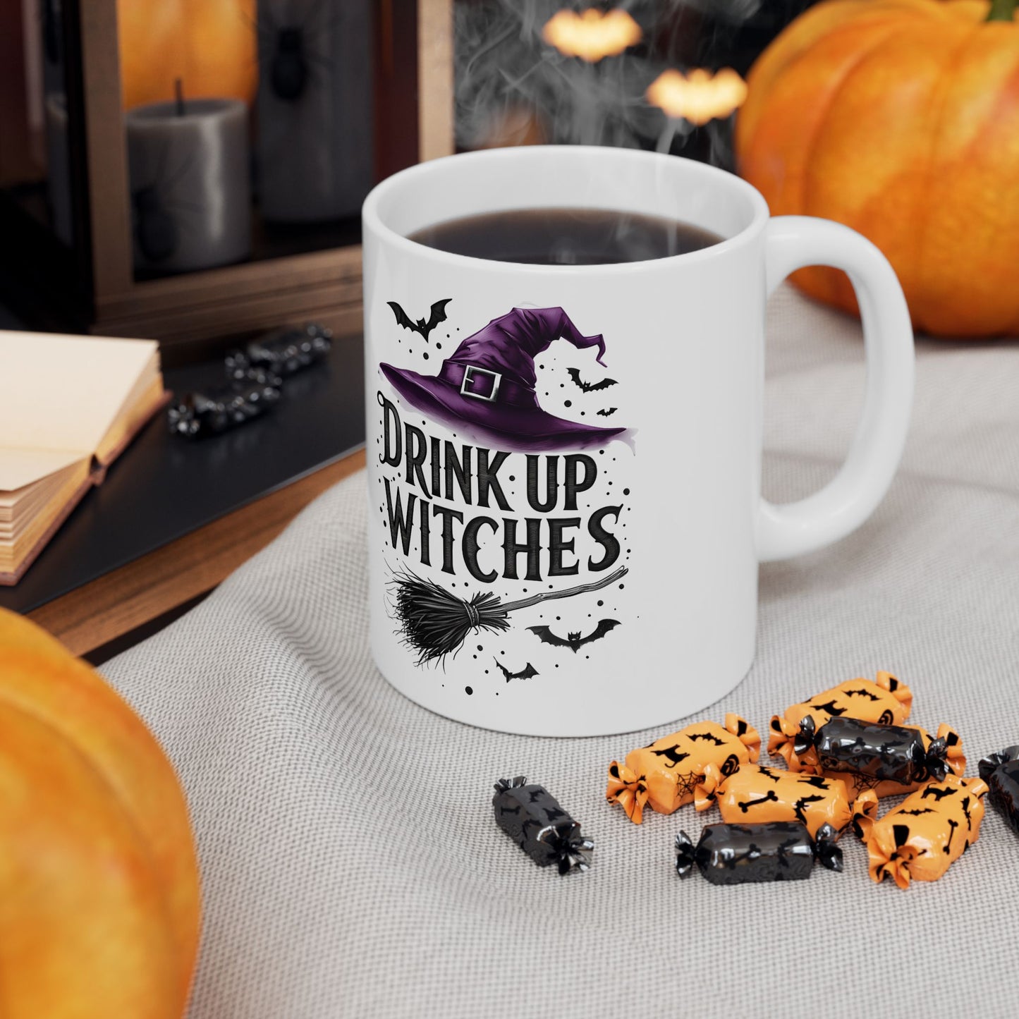 Spooky Witch Themed Ceramic Mug | Perfect for Halloween, Gift for Witches, Coffee Lover Mug, Tea Mug, Drink Up Witches!