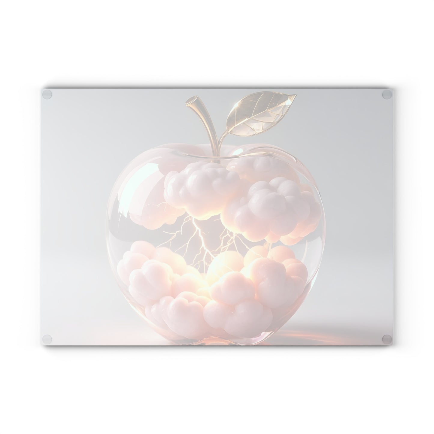 Artistic Glass Cutting Board with Apple Design, Unique Kitchen Decor, Gift for Foodies, Home Chef Accessory, Wedding Registry Essentials