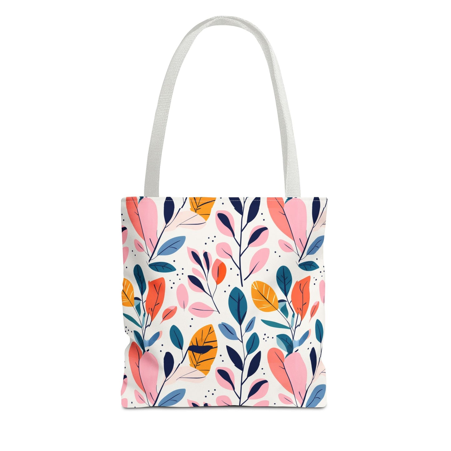Floral Leaves Tote Bag — Colorful Botanical All-Over Print Bag