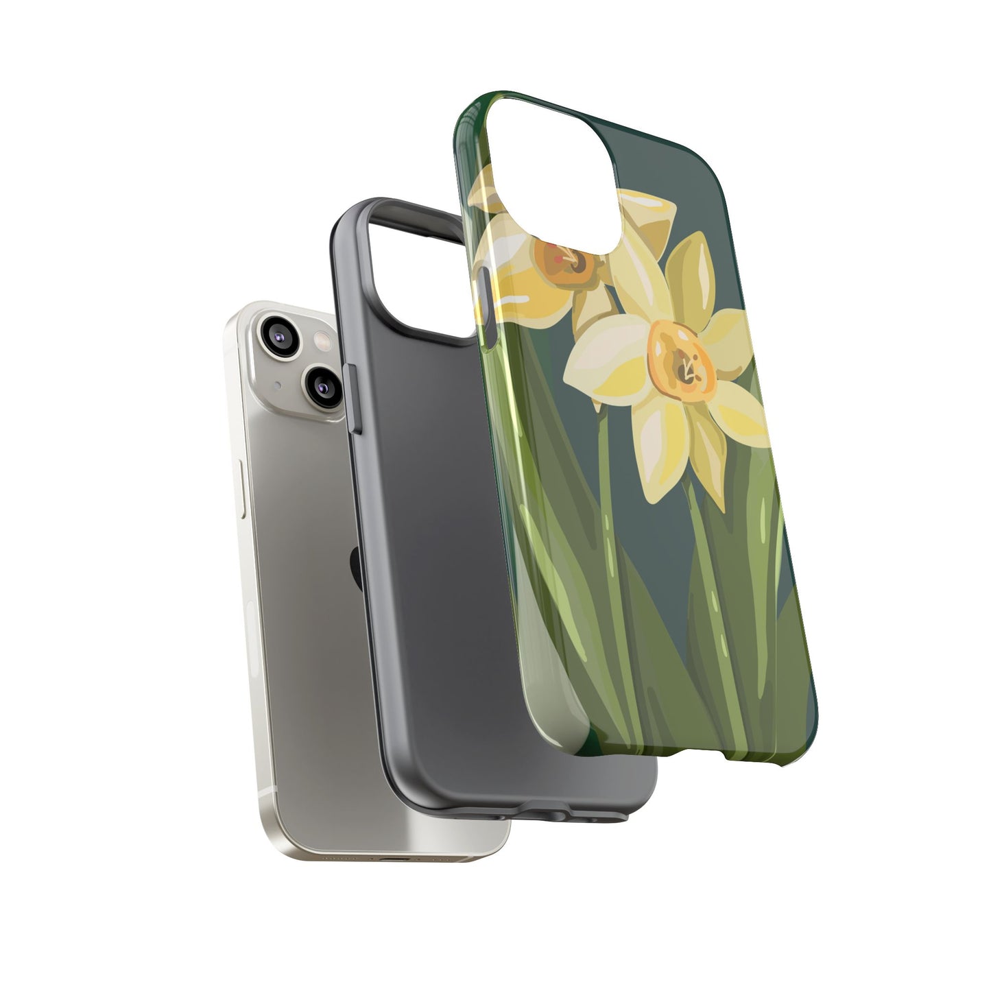 Floral Phone Case - Yellow Daffodil Design, Tough Phone Cover, Spring Decor, Floral Gift, Nature-Inspired Accessories
