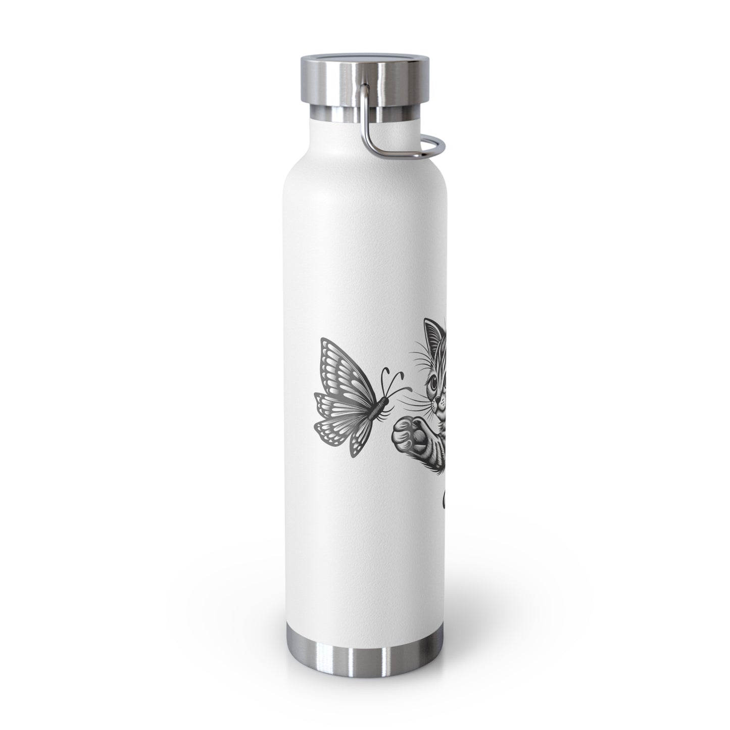 Cat and Butterfly Insulated Water Bottle, Cute Animal Flask, Travel Mug, Gift for Cat Lovers, Eco-Friendly Beverage Container