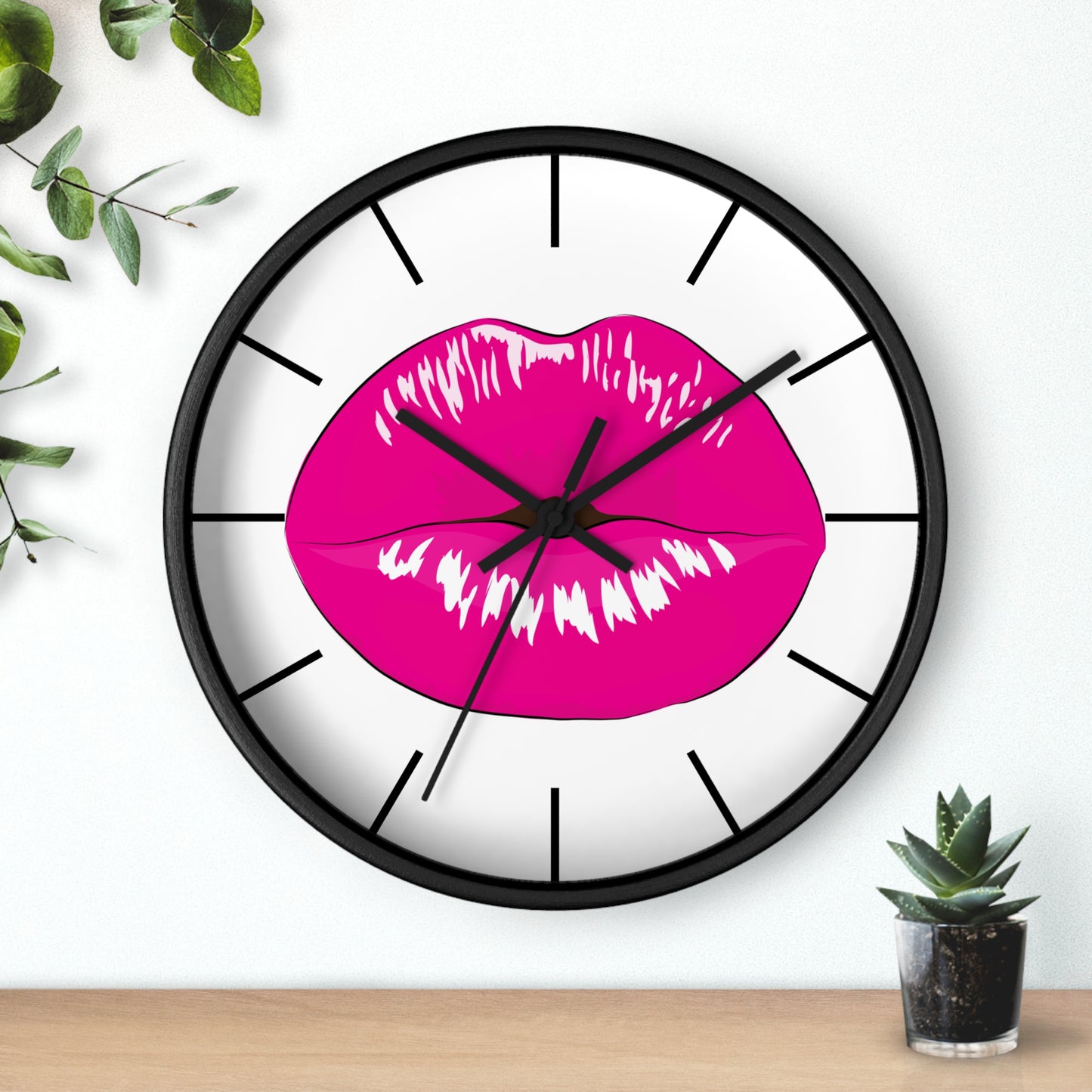 Pink Kiss Lips Wall Clock | Pop Art Lip Print Clock