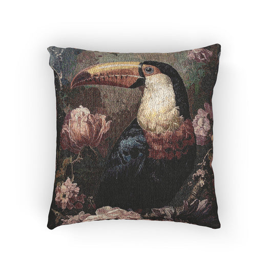 Tropical Toucan Woven Pillow | Decorative Cushion for Home, Boho Decor, Gift for Bird Lovers, Couch Accent Pillow, Nature-Themed Home Decor