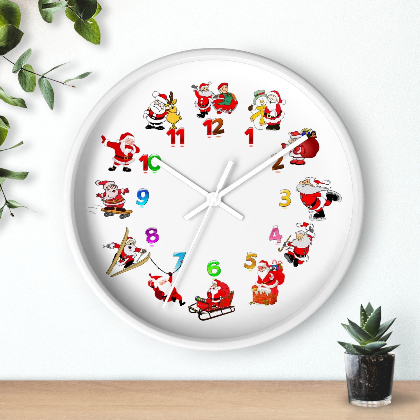 Festive Santa Wall Clock, Christmas Decor, Holiday Home Accent, Gift for Kids, Fun Timepiece, Seasonal Clock, Xmas Decoration