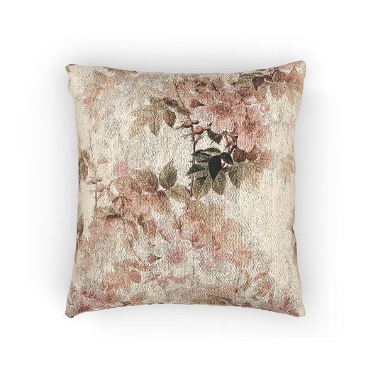 Floral Woven Pillow, Cozy Home Decor, Elegant Cushion, Gift for Her, Vintage Style Throw Pillow, Spring Decor