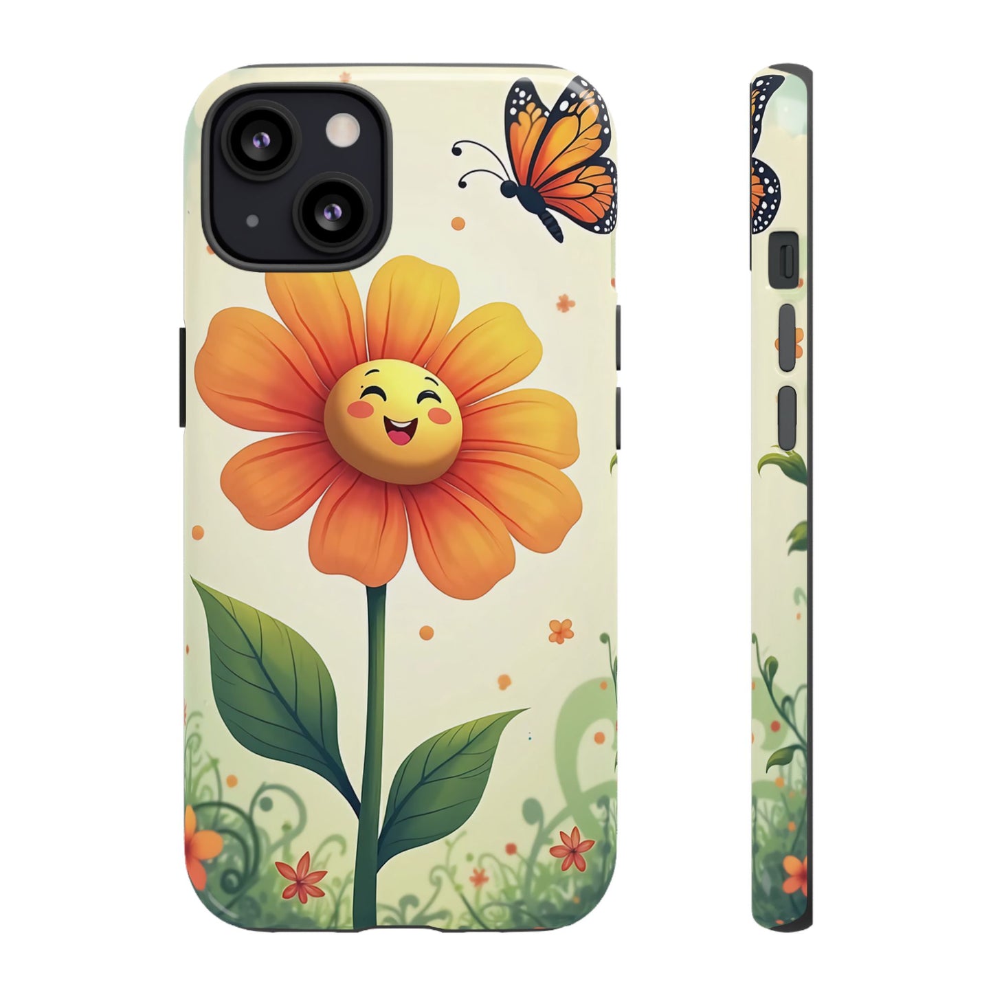 Floral Phone Case with Butterfly Design, Cute Flower Phone Cover for Nature Lovers, Eco-Friendly Gift, Spring Vibes, Birthday Present