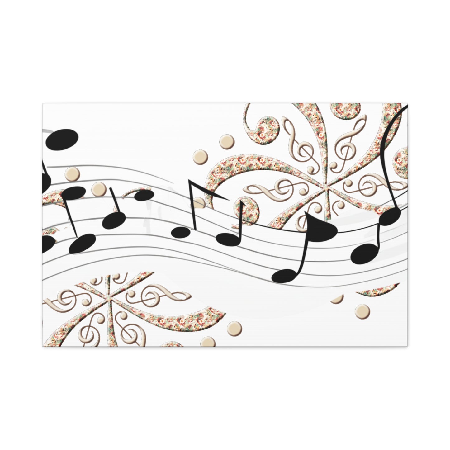 Musical Note Canvas Art, Floral Decor for Home, Music Lover Gift, Wall Art for Musicians, Unique Gift Idea