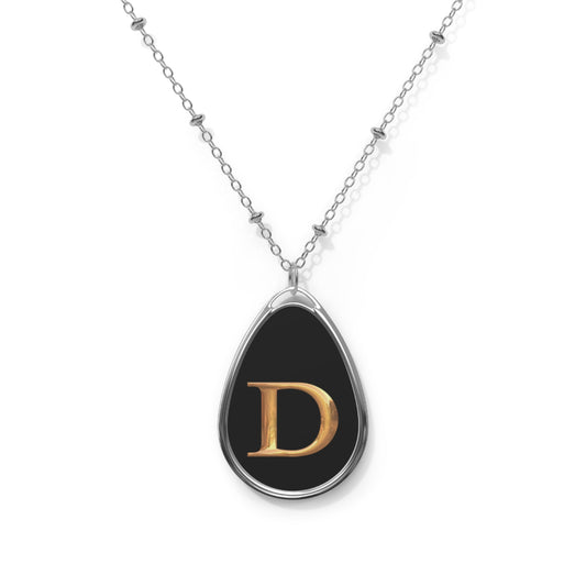 Elegant Monogrammed Oval Necklace -Letter D