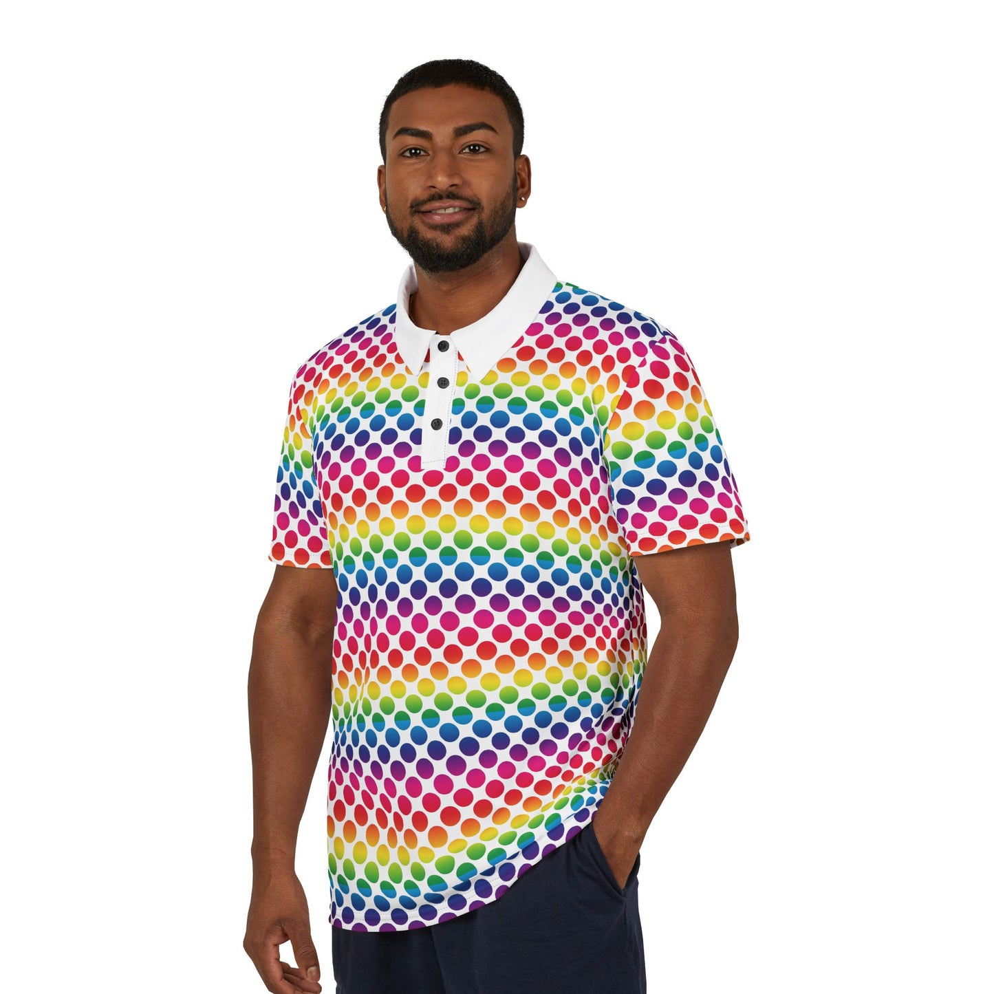 Colorful Rainbow Dot Unisex Polo Shirt, Casual Wear, Summer Fashion, Pride Outfit, Gift for Him/Her