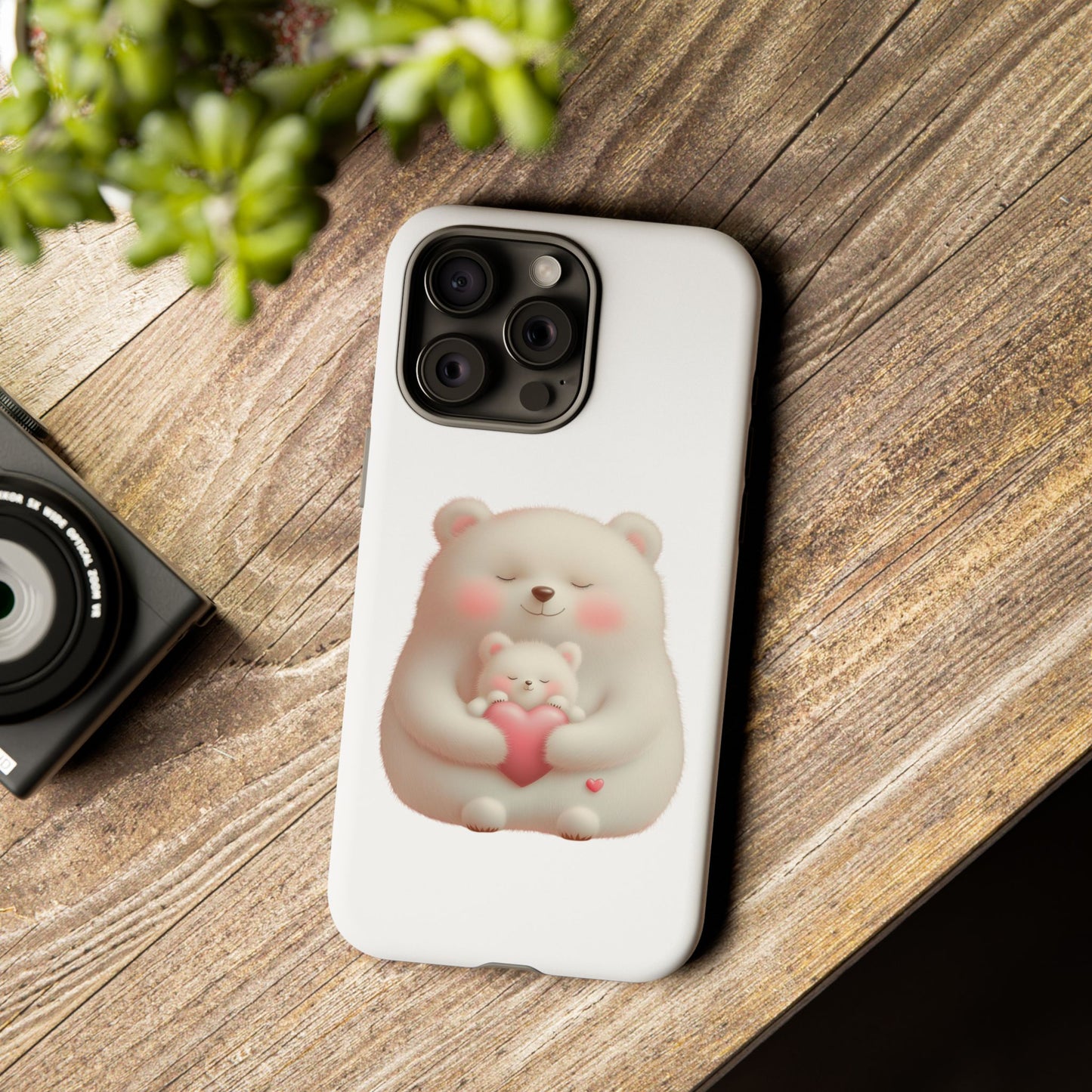 Cute Bear Phone Case, Tough Cases, Animal Lover Gift, Kids Accessories, Mother’s Day, Heartwarming Design