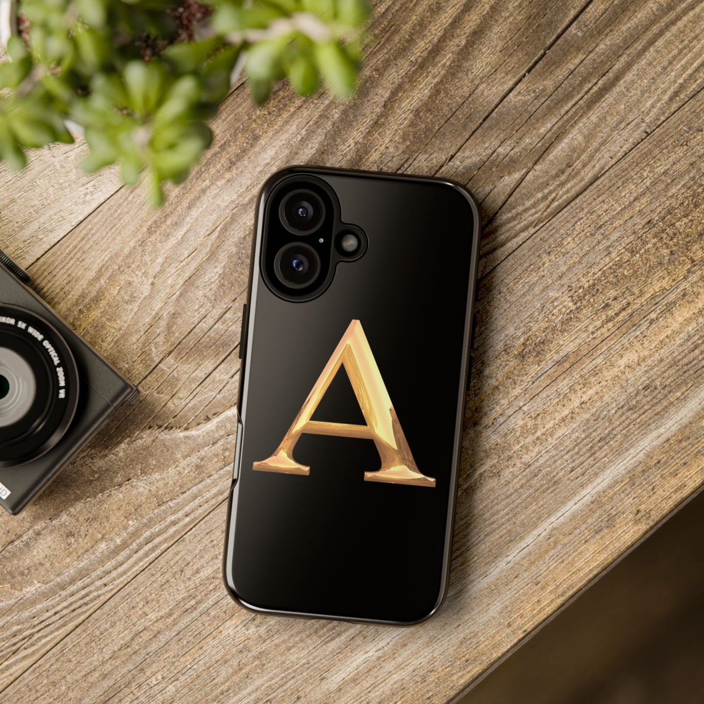 Custom Phone Case with Gold Letter A, Monogrammed Gift, Tough Protective Case, Personalized Phone Accessory, Unique Phone Cover
