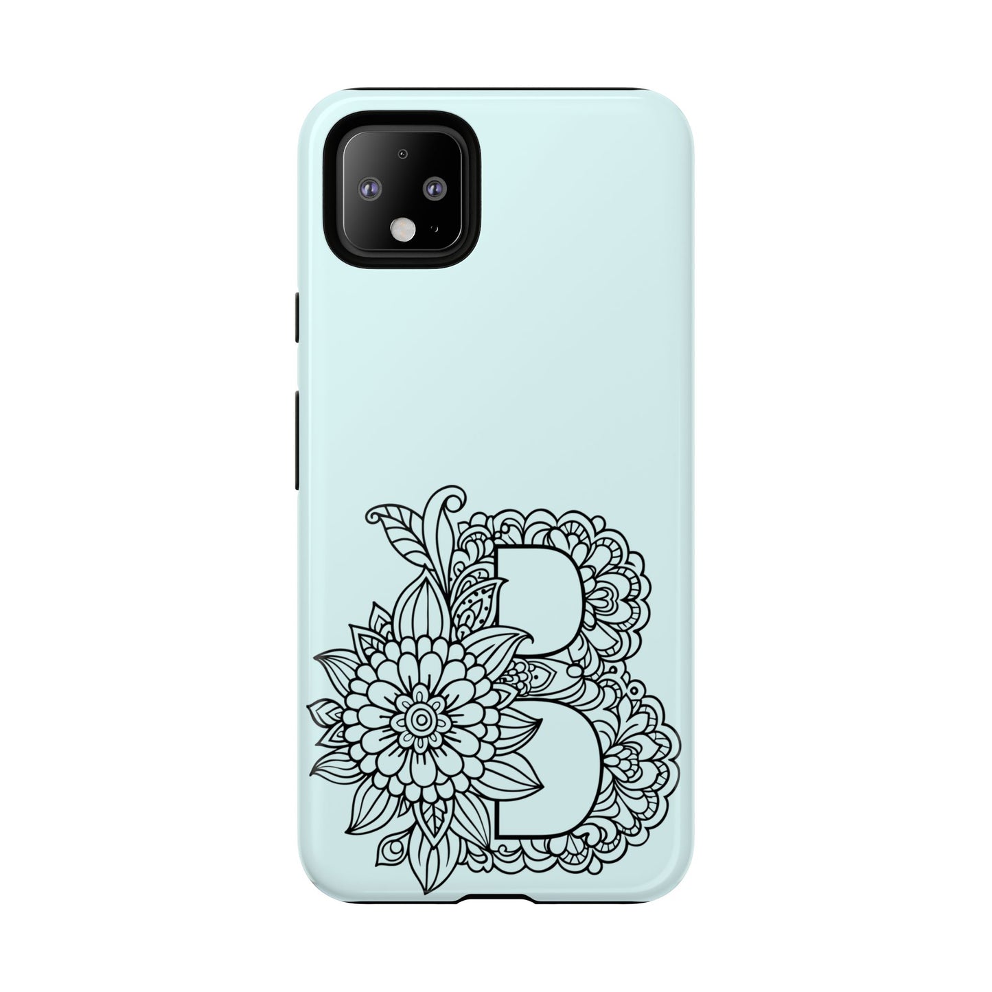 Personalized Tough Phone Case- Letter B, Floral Monogram Cell Phone Cover, Custom Protective Case, Unique Gift, Birthday, Graduation