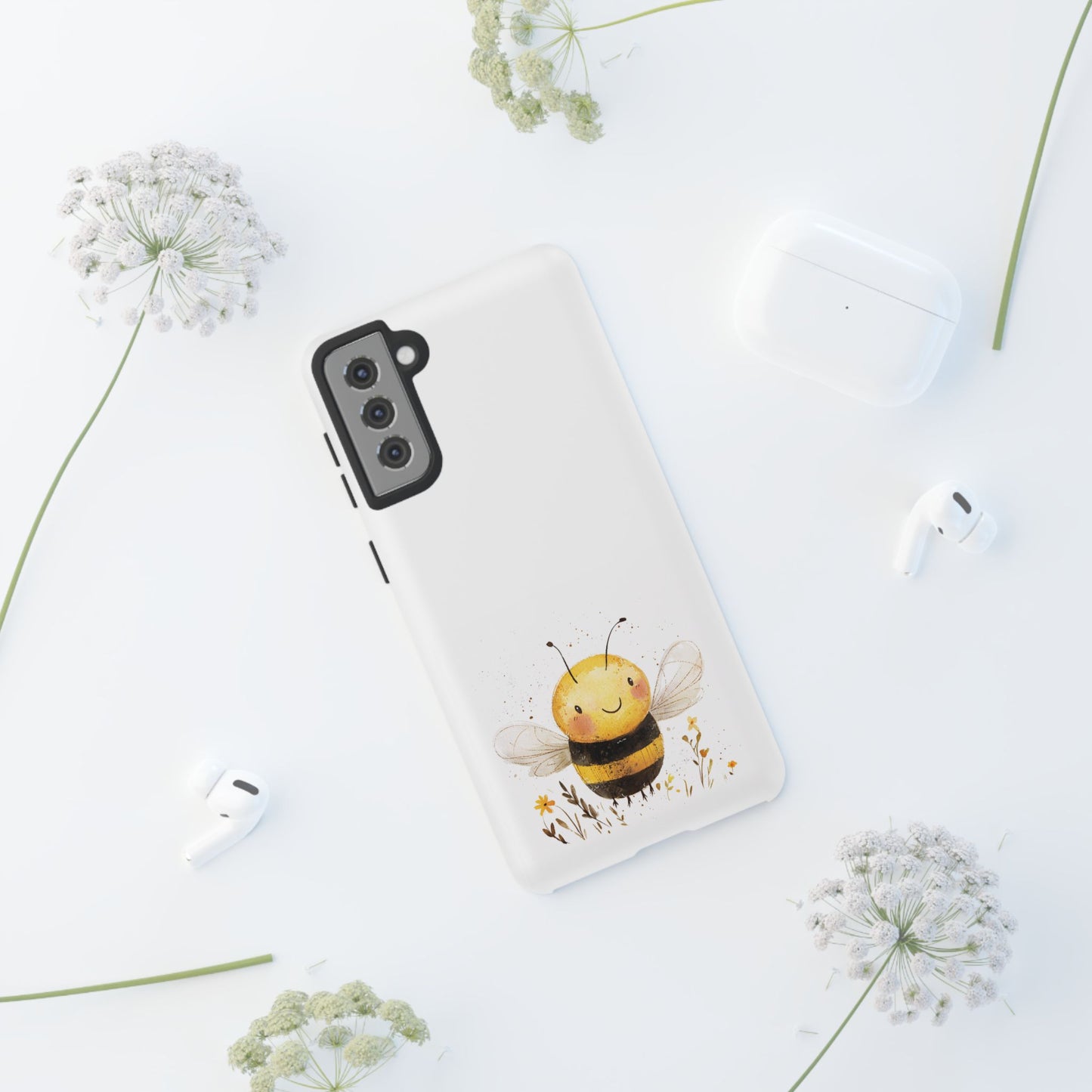 Bee Phone Case, Cute Bee Design, Tough Phone Cover, Gift for Nature Lovers, Floral Bee Mobile Case, Bee-themed Accessory