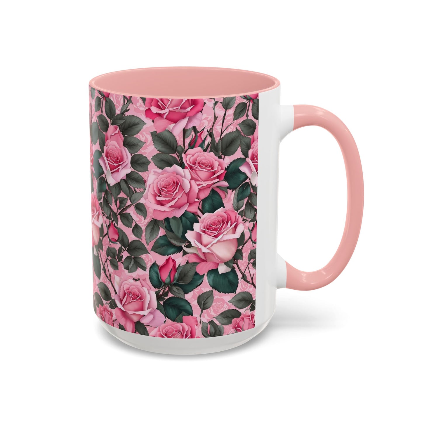 Floral Accent Coffee Mug, Pink Rose Mug, Gift for Her, Tea Cup, Mother's Day Present, Home Decor, Kitchen Essentials