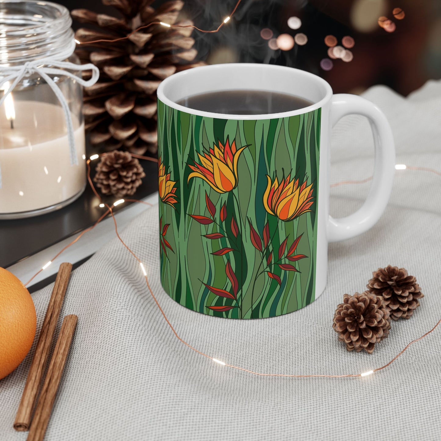 Vibrant Floral Ceramic Mug - Perfect Gift for Flower Lovers, Tea and Coffee Enthusiasts, Home Decor, Spring Celebrations, Unique Kitchenware