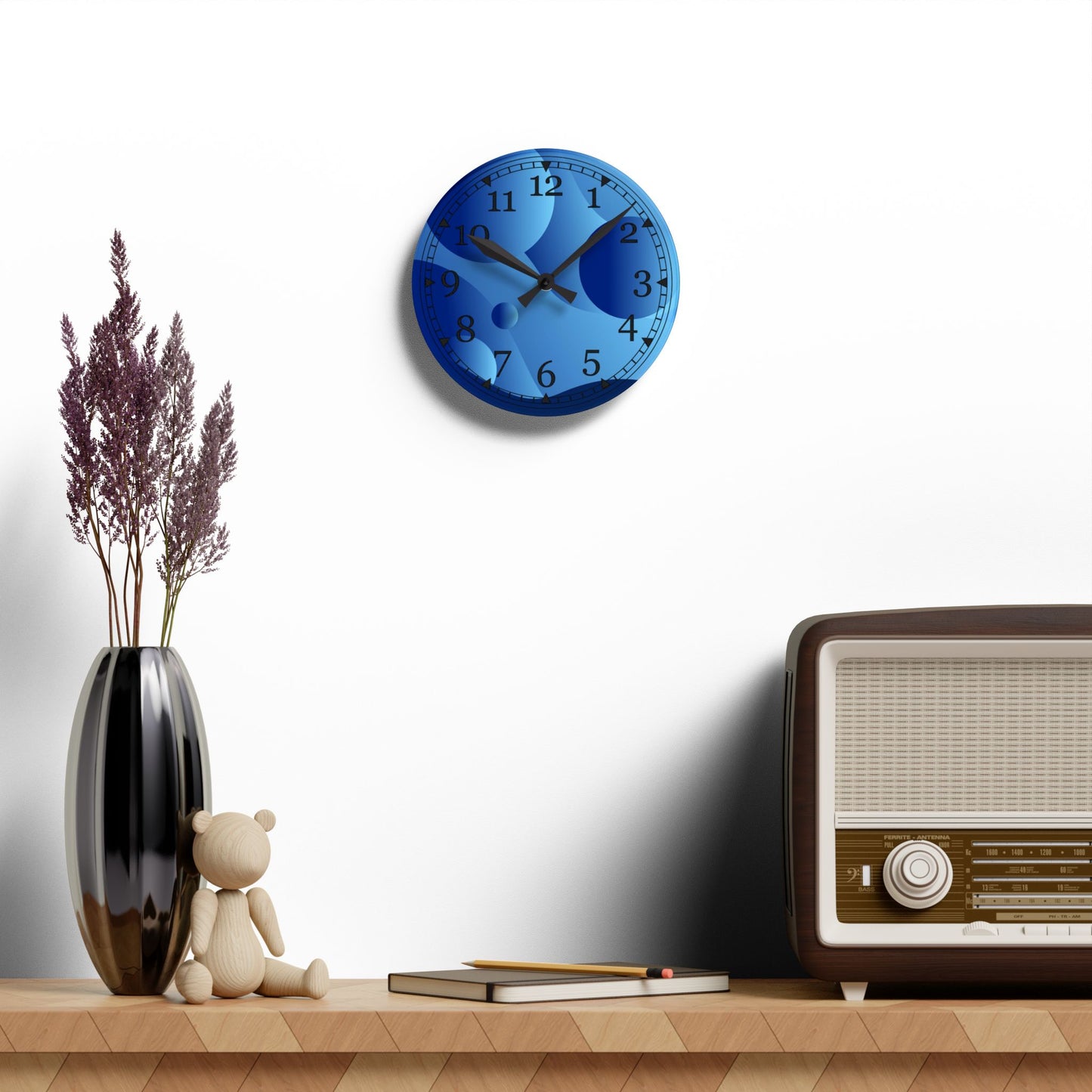 Ocean Waves Acrylic Wall Clock, Coastal Home Decor