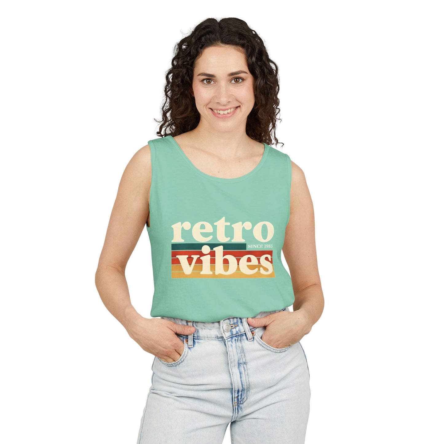 Retro Vibes Tank Top - Unisex Summer Apparel, Casual Wear, Beach Attire, Vintage Style, Gift for Friends