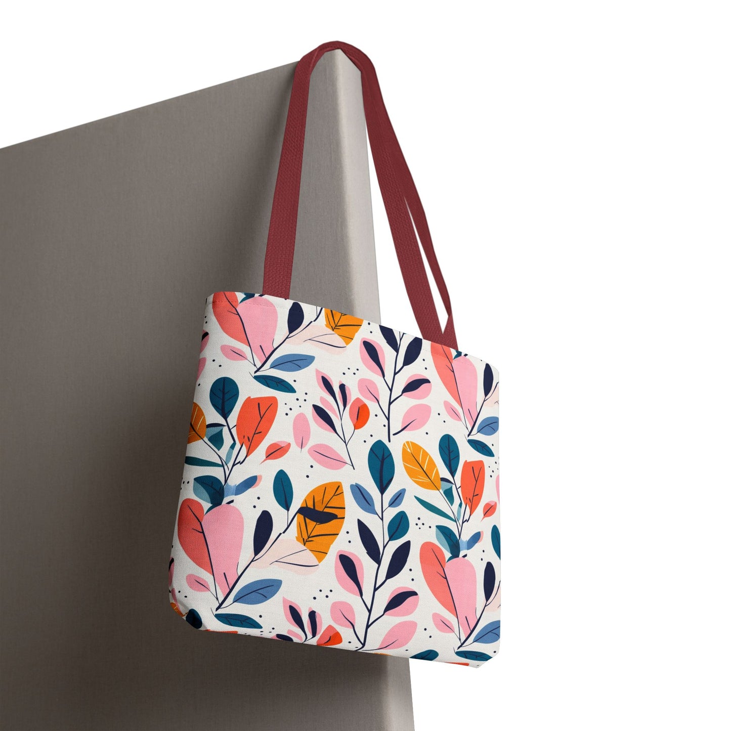 Floral Leaves Tote Bag — Colorful Botanical All-Over Print Bag