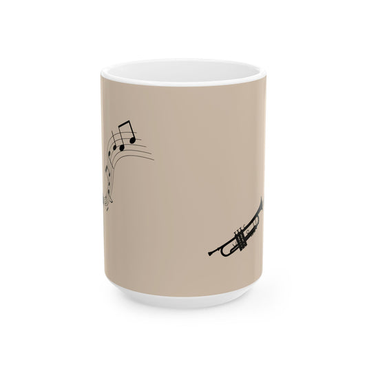 Trumpet Notes Ceramic Mug — Musical Instrument Coffee Cup (11oz/15oz)