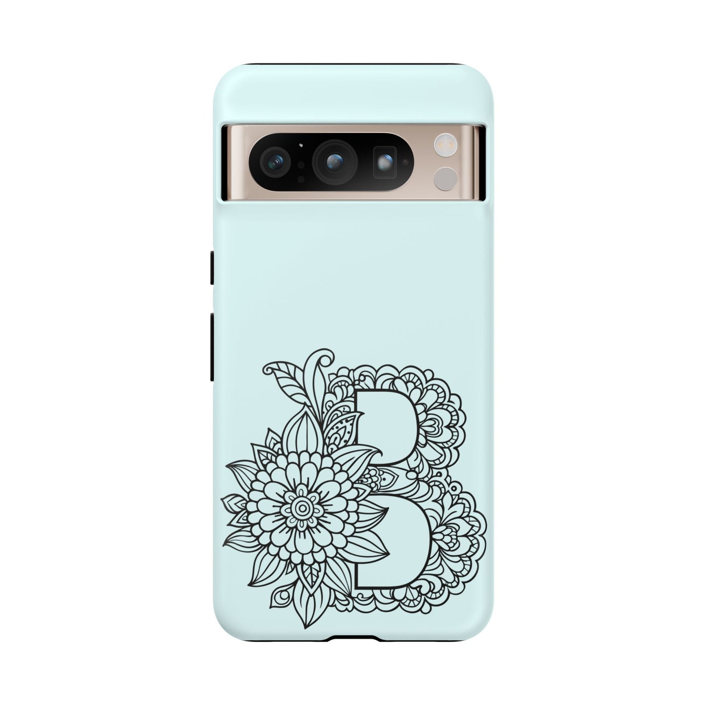 Personalized Tough Phone Case- Letter B, Floral Monogram Cell Phone Cover, Custom Protective Case, Unique Gift, Birthday, Graduation