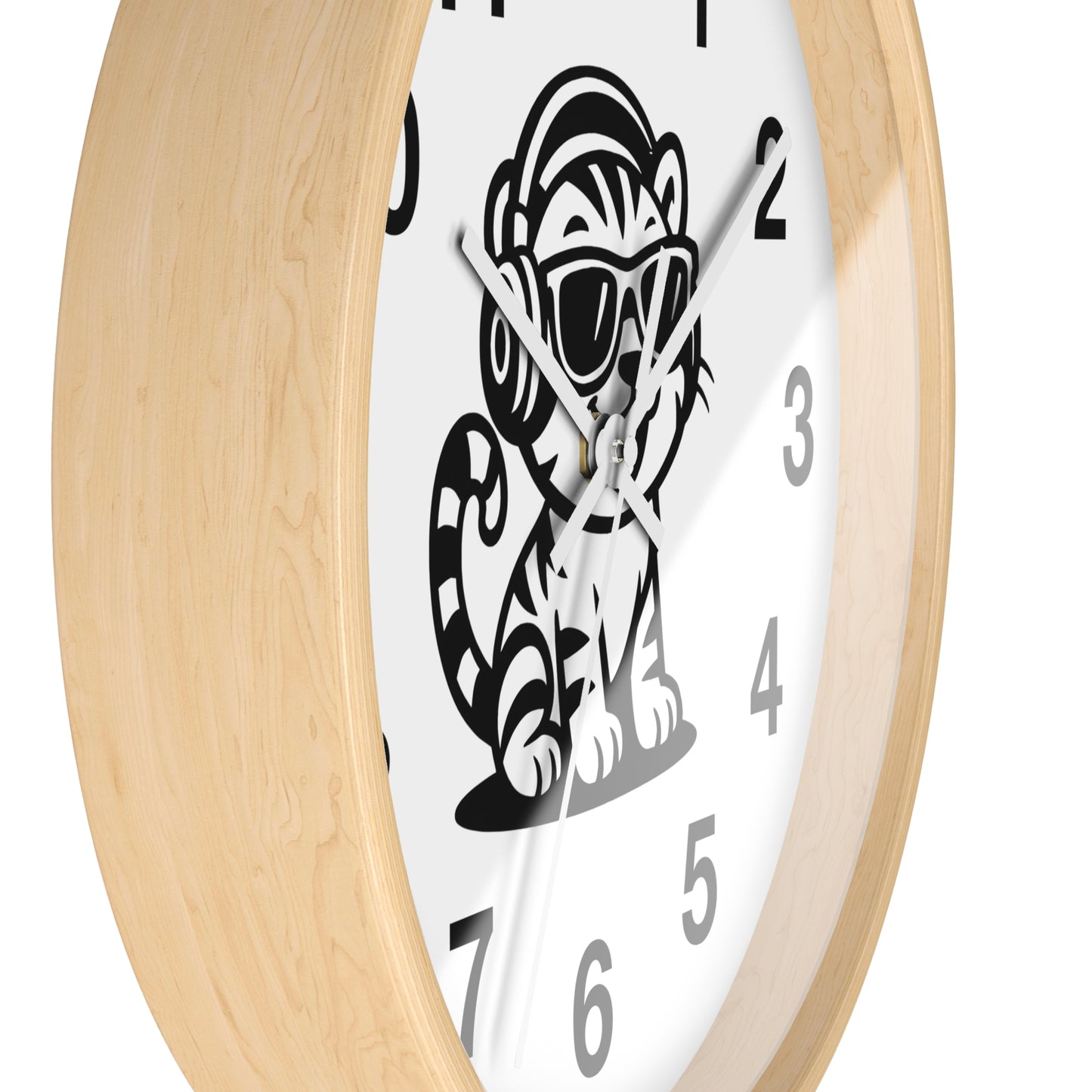 Cool Cat Design Wall Clock - Fun Decor for Animal Lovers, Tiger Clock, Unique Home Gift, Trendy Animal Wall Art, Kids Room Decor