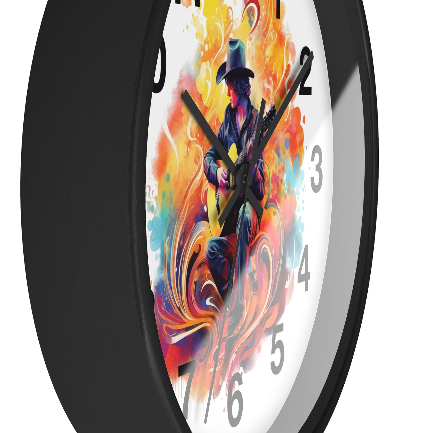 Guitarist Art Wall Clock — Colorful Blues Music Decor