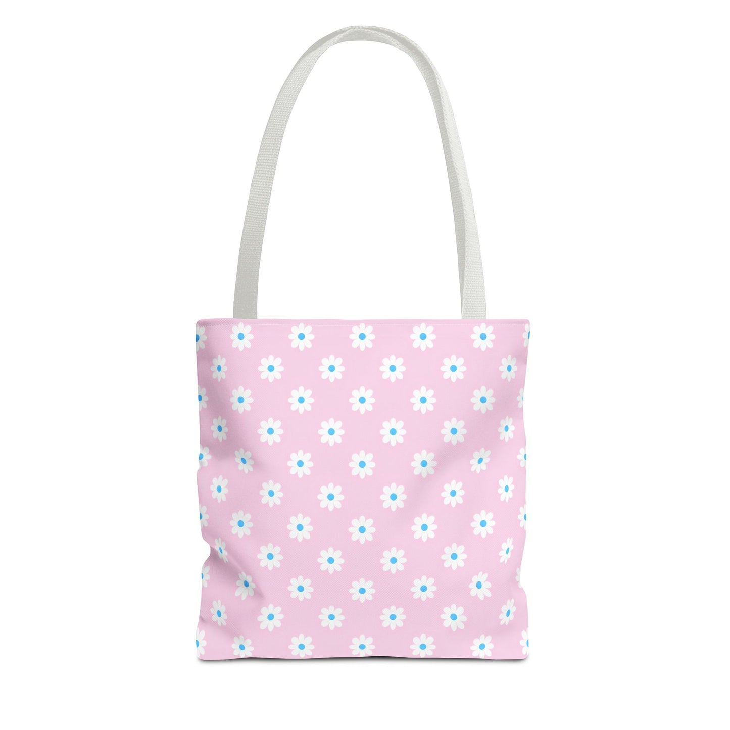 Pink Daisy Pattern Tote Bag — Floral Everyday Canvas Shopper