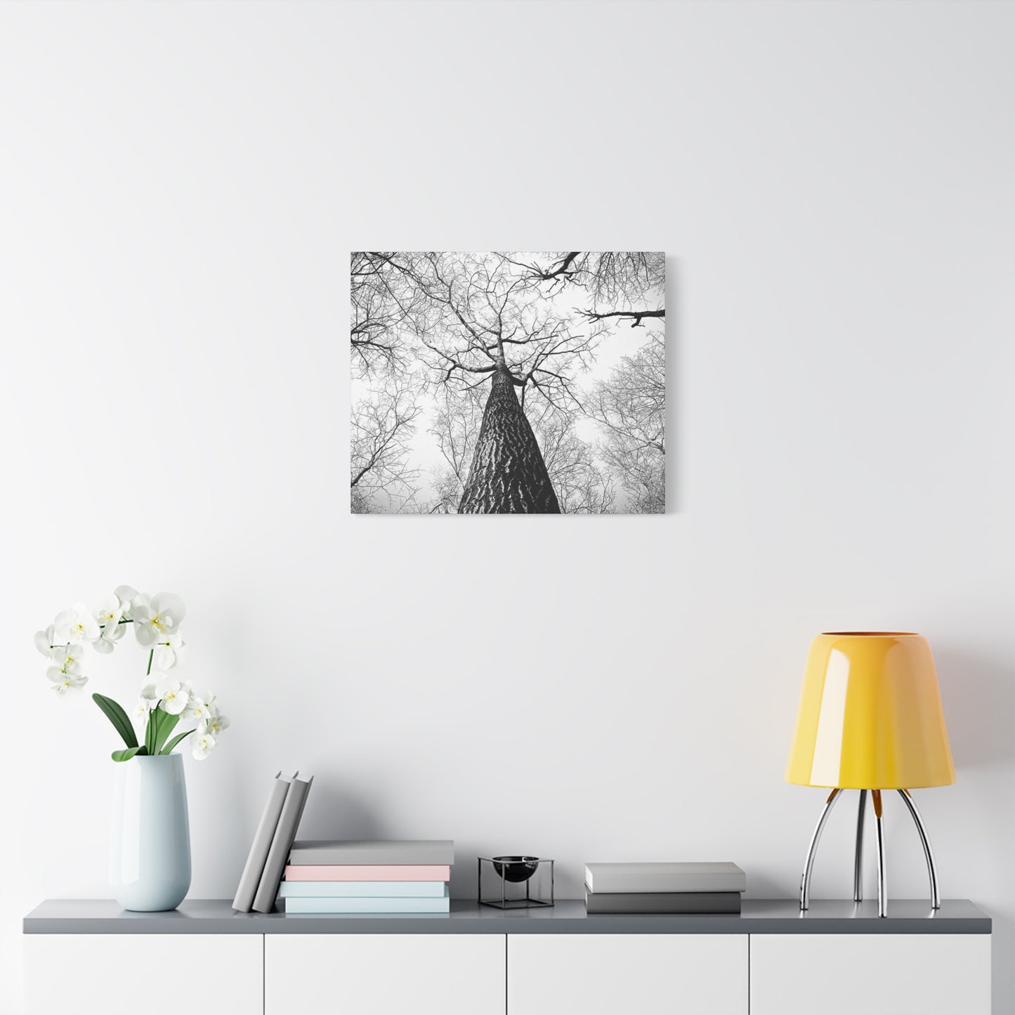 Black & White Tree Canopy Matte Canvas Wall Art — Upward Forest Photography