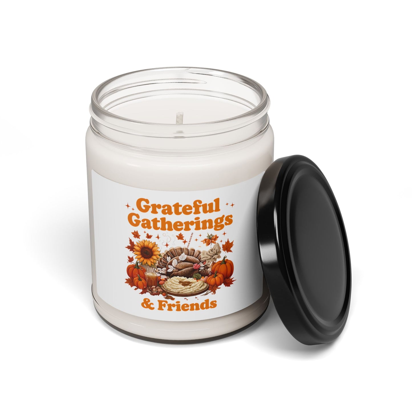 Thankful Gatherings Soy Candle — Autumn Pumpkin & Sunflower Scent (9oz)