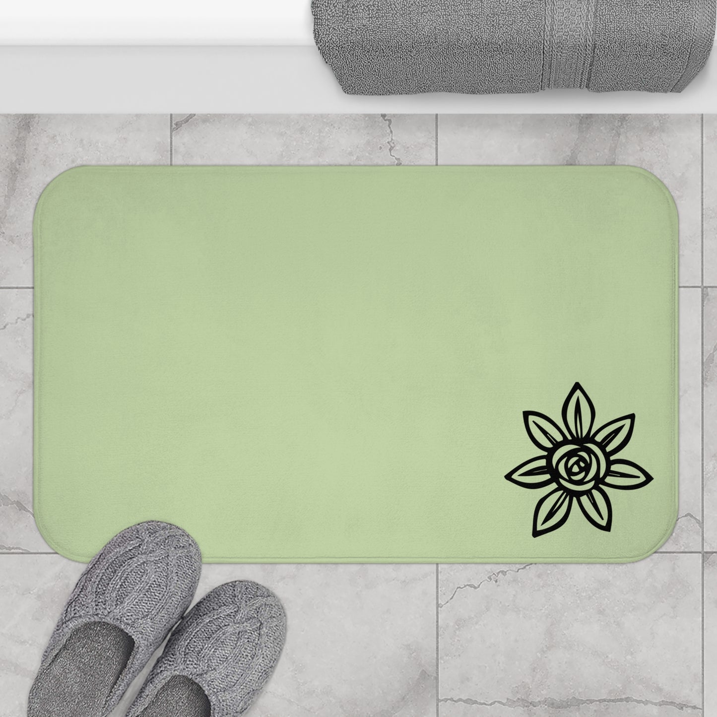 Botanical Rose Bath Mat, Elegant Bathroom Decor, Floral Bath Rug, Spa Vibes, Housewarming Gift, Relaxing Home Essentials