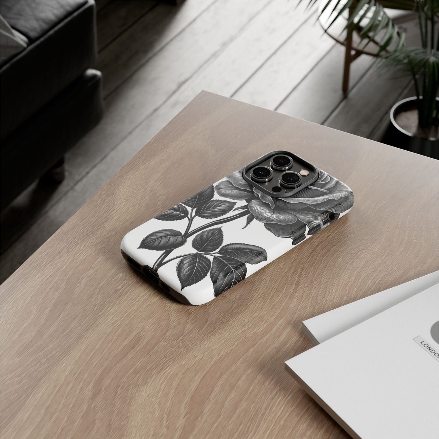 Elegant Floral Phone Case - Tough Cases, Black Rose Design, Floral Phone Cover, Stylish Phone Accessory, Gift for Her, Mother's Day