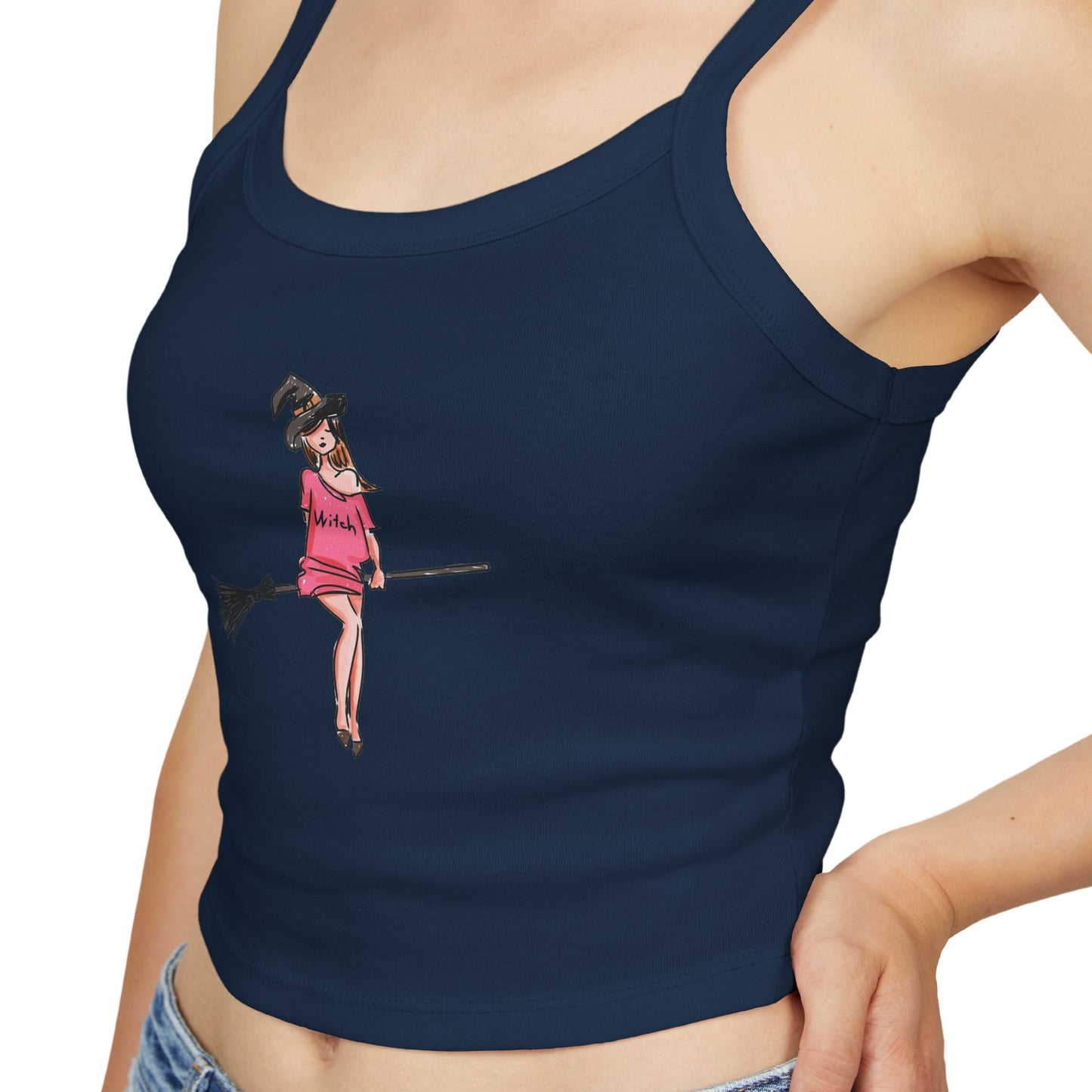 Witchy Spaghetti Strap Tank Top - Fun Summer Wear, Casual Party Top, Perfect for Halloween, Gifts for Friends, Everyday Fashion