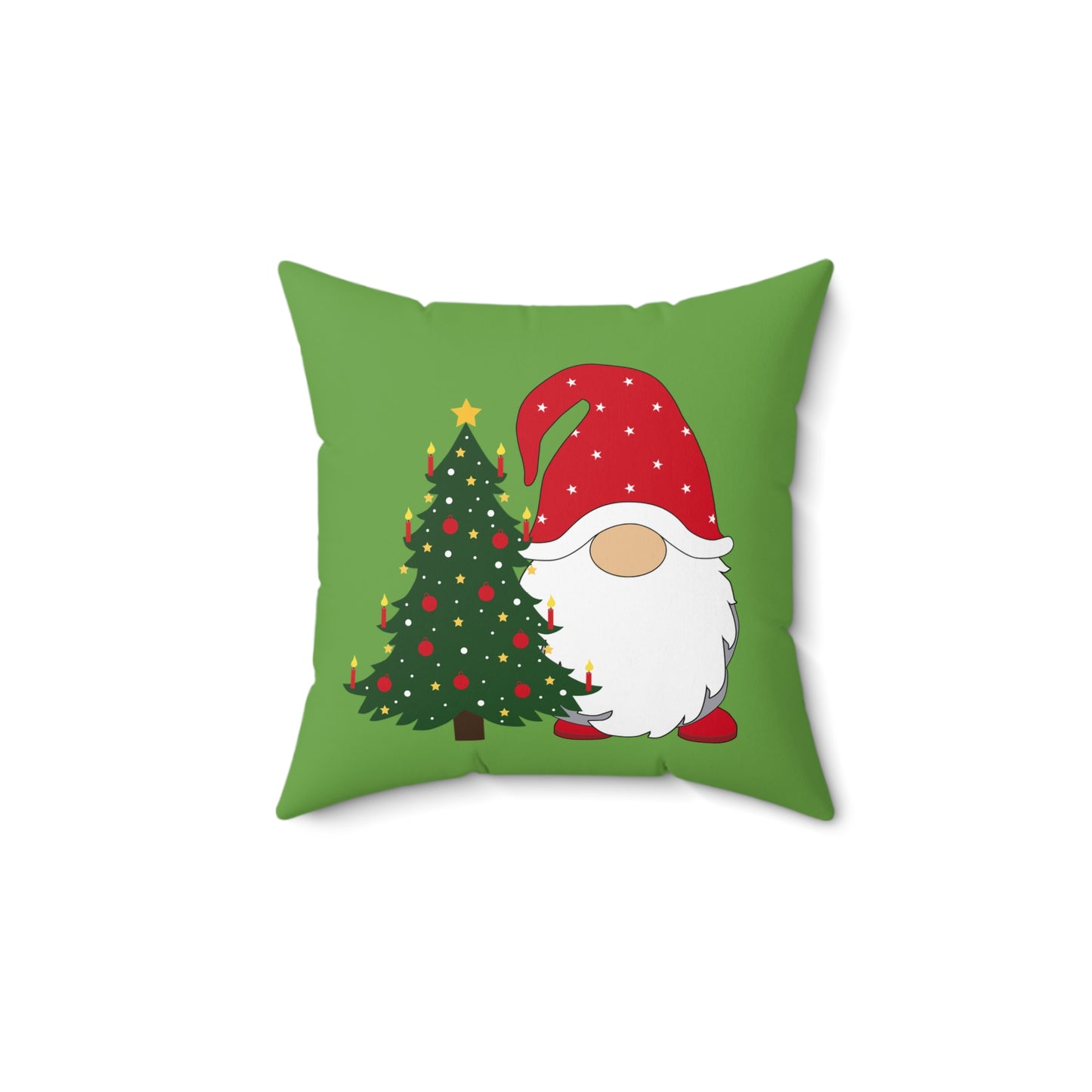 Christmas Gnome Pillow with Decorated Tree - Festive Holiday Throw Pillow