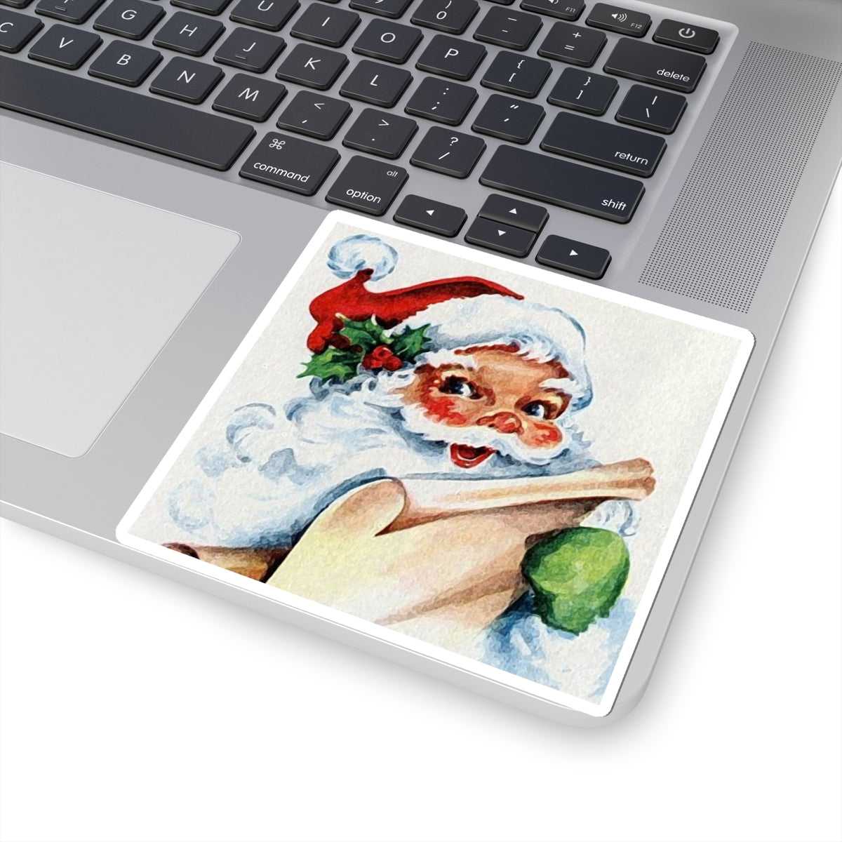 Vintage Santa Sticker — Retro Christmas Kiss-Cut Decal