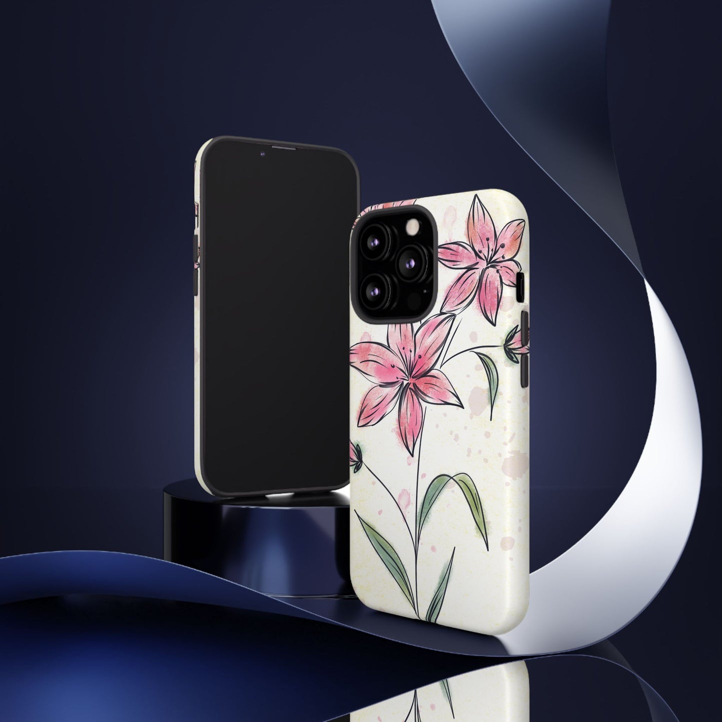 Floral Phone Case with Elegant Pink Lilies, Cute Floral Accessories, Phone Protection, Gift for Her, Stylish Cell Phone Cover
