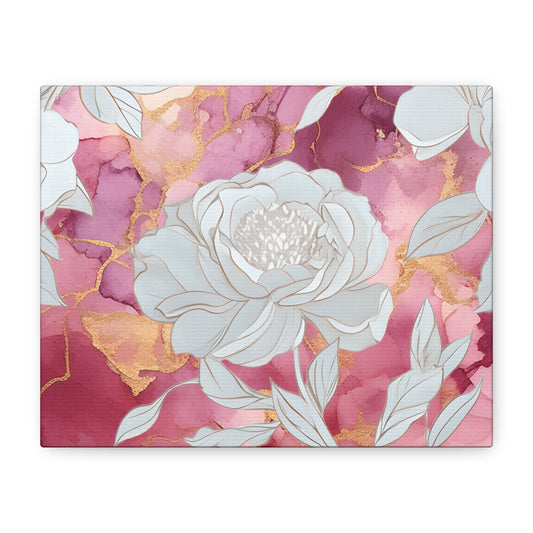 Elegant Floral Canvas Art Print, Watercolor Wall Decor, Peony Artwork, Home Decoration