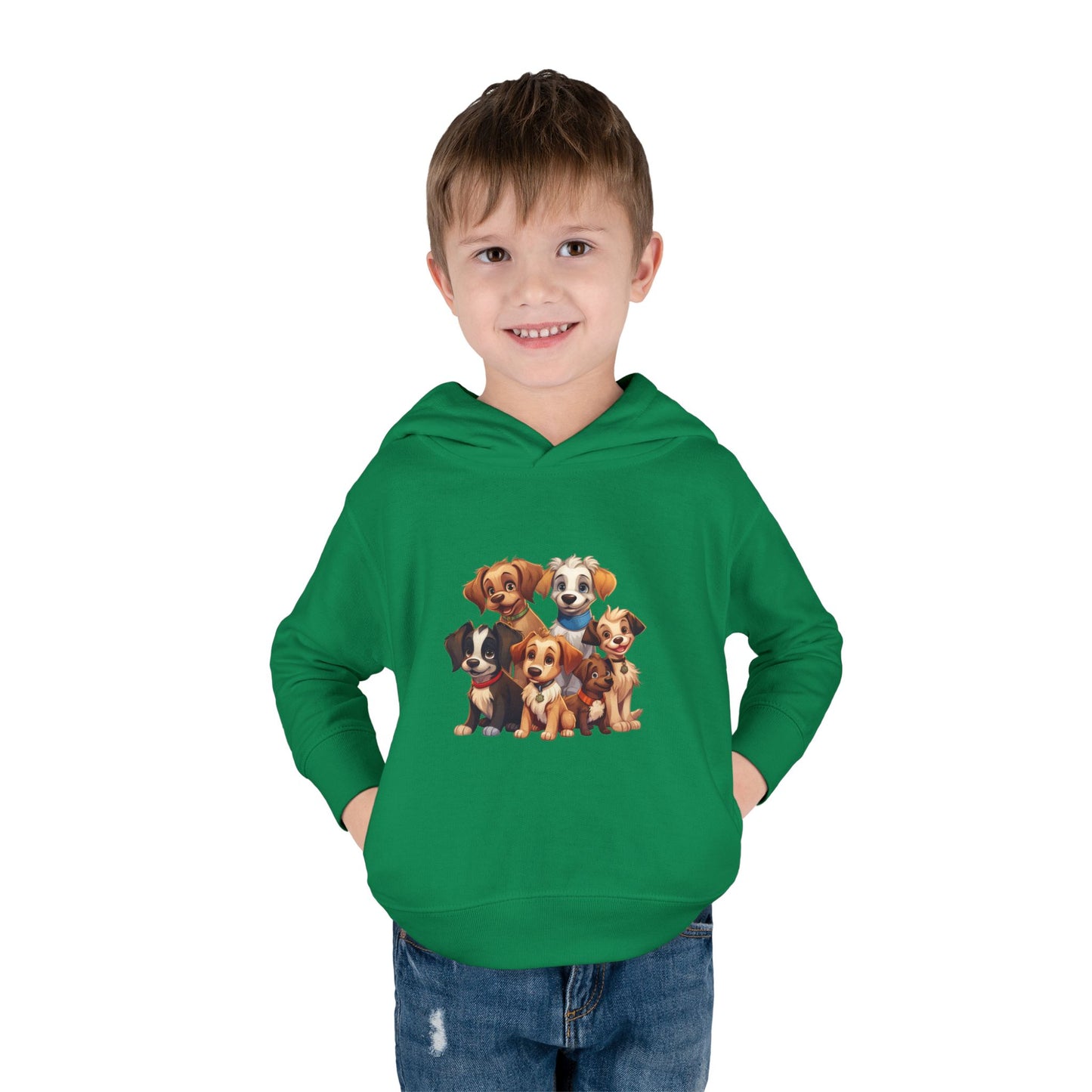Adorable Puppy Print Toddler Hoodie, Cute Kids Fleece Pullover, Dog Lover Gift, Warm Hoodie for Boys & Girls, Pet Themed Clothes
