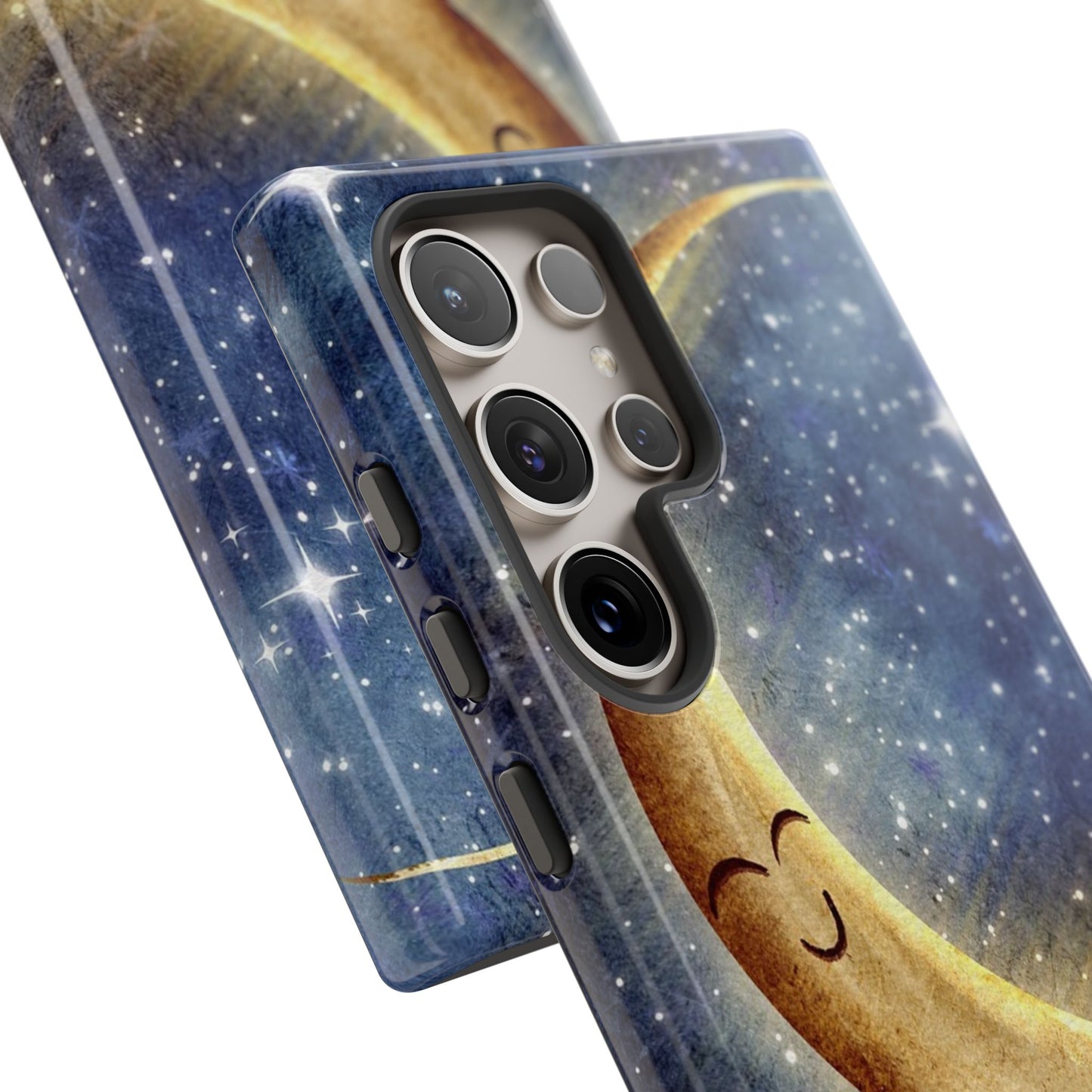 Moonlit Smile Phone Case — Starry Night Crescent Moon iPhone Cover