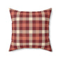 Cozy Plaid Square Pillow, Farmhouse Decor, Rustic Cushion, Autumn Throw Pillow, Gift for Home, Couch Pillow, Living Room Accent