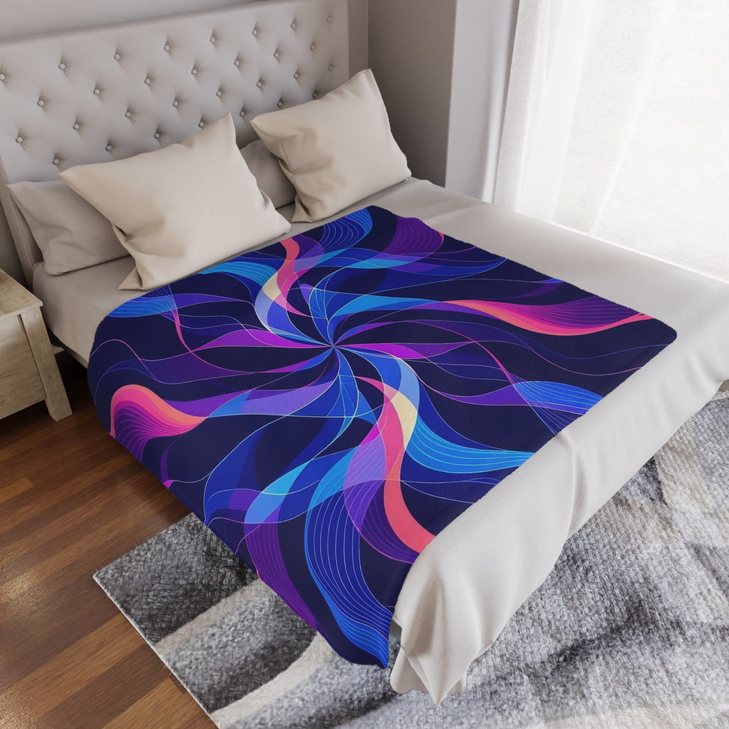 Minky Blanket — Abstract Neon Swirl Plush Throw